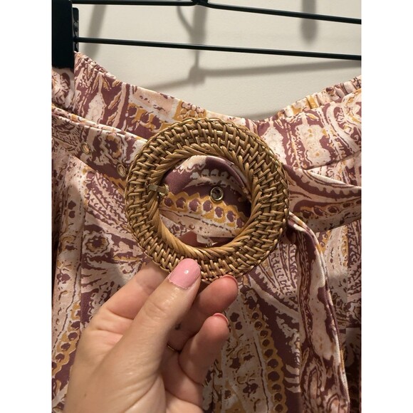 Lulu’s Women’s  Boho Aesthetic Mauve Multi Paisley Print Wide Leg Pants Size L - Picture 3 of 6